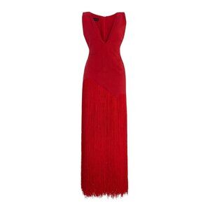 Kilentar - Jade Fringed Cotton Maxi Dress - US 8